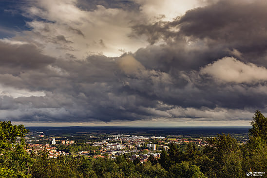 Clouds gathering above Skövde town center